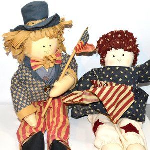 Man And Woman American Patriotic Soft Plus Figures Dolls Holiday Displays